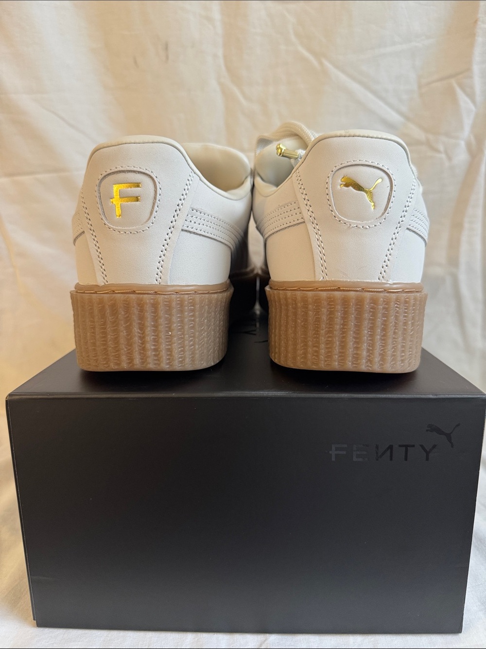 Fenty X Puma Men’s White Leather Low-Top Sneakers with Gum Platform Sole - Picture 6 of 6
